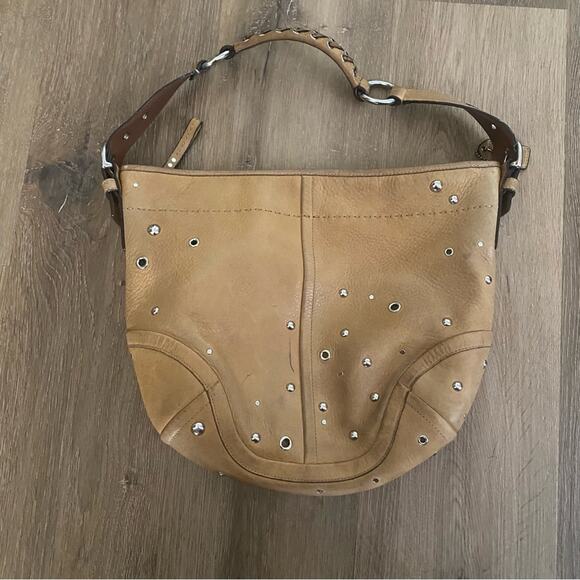 Coach Y2K Studded Grommet Tan Camel Leather Soho Shoulder Bag - Picture 1 of 10